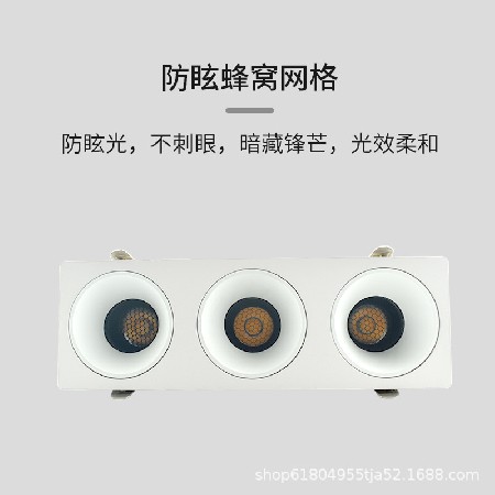 Embedded anti glare LED dual head square grille light spot light dual head three head spot light commercial living room